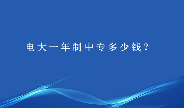 电大一年制中专多少钱？